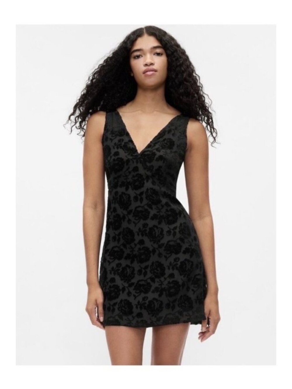 GAP Women's Velvet Floral Mini Dress Black Sz M NWT - Picture 11 of 11